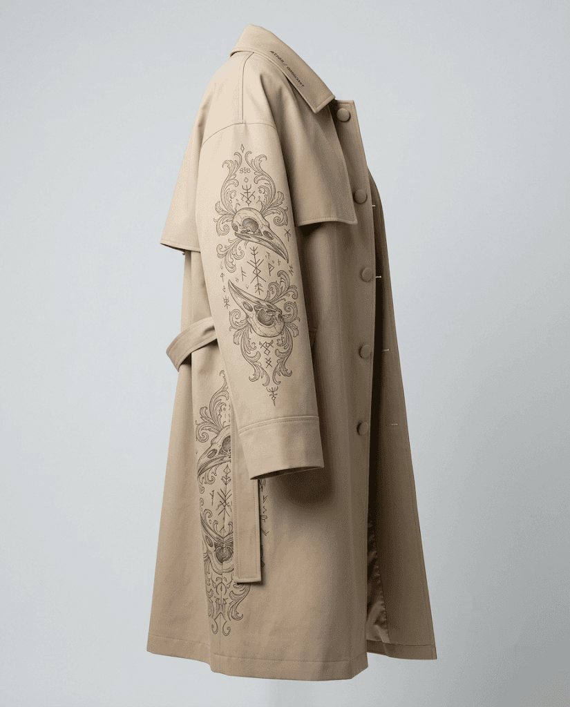 UBUYASHIKI // GOTHIC SAND RAVEN TRENCH COAT