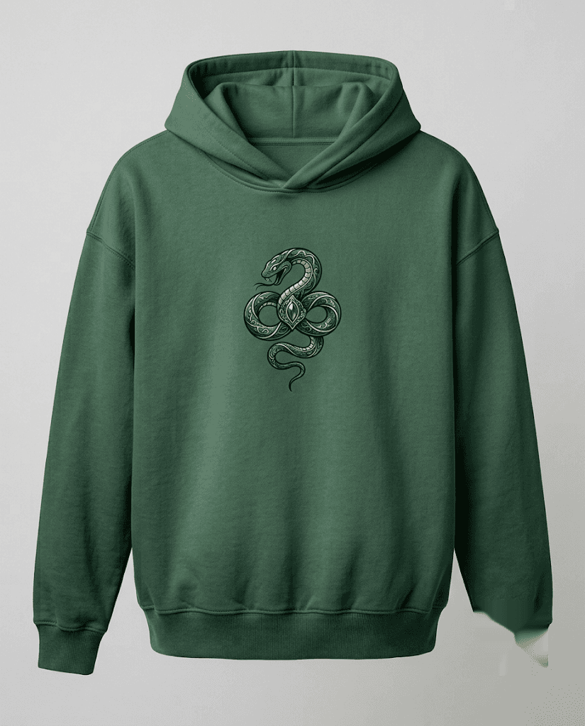 OBANAI // EMERALD SERPENT EMBROIDERED HOODIE